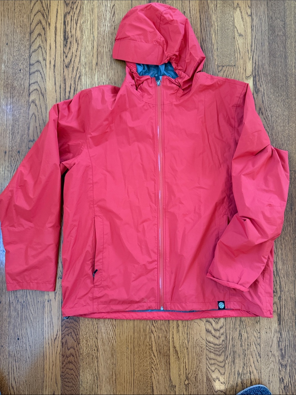 REI Coral-Red Hooded Raincoat